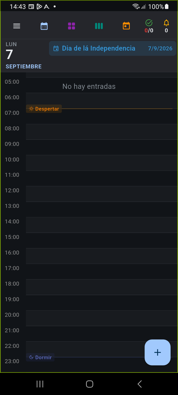 Franja de eventos de todo el día junto al bloque de fecha