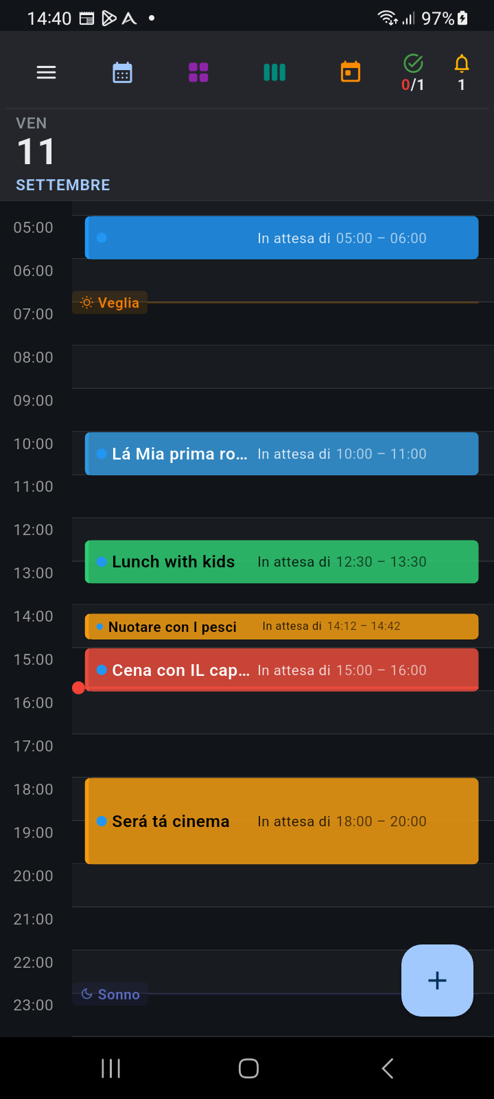 Vista Giornaliera di Ancora — Pianificazione sulla timeline di 24 ore
