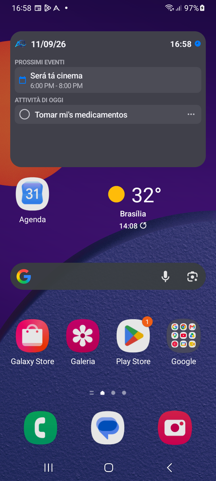 Selettore widget — Individuazione e aggiunta del widget Ancora Planner 4x2