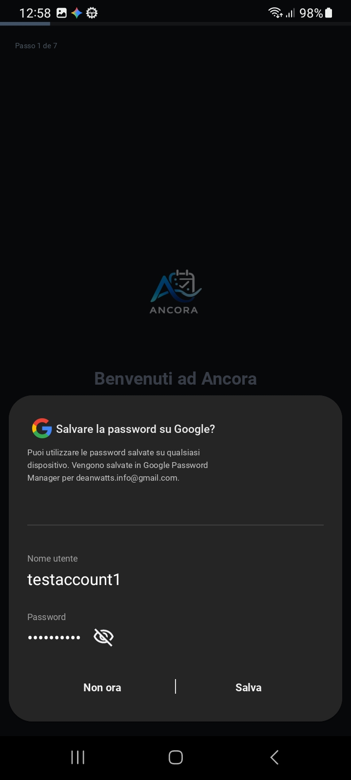 Primo Accesso — Passaggio alla Configurazione e Richiesta Credenziali