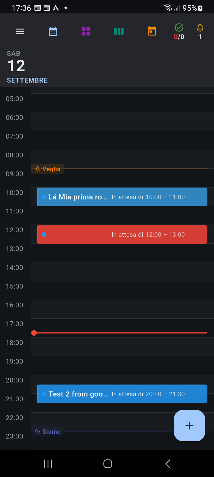 Cassetto di navigazione che mostra la sezione espansa del provider Google con indicatori di colore e controlli di visibilità