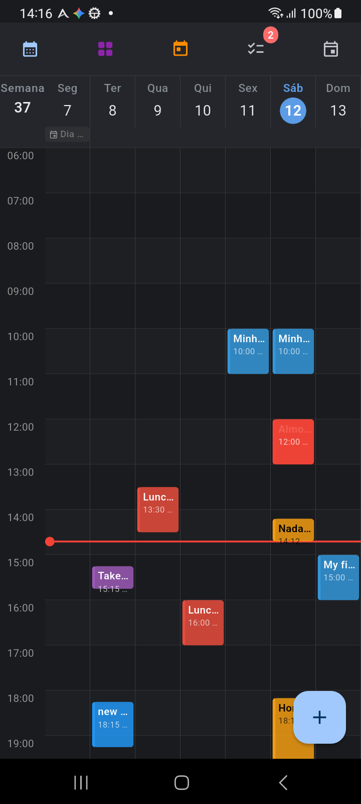 Visualização Semanal do Ancora — grade de blocos de tempo de 7 dias em várias colunas